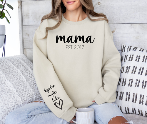 Mama with Sleeve Print Sweatshirt