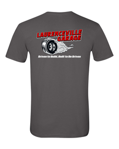 Laurenceville Garage Smoking Tire Logo Tees