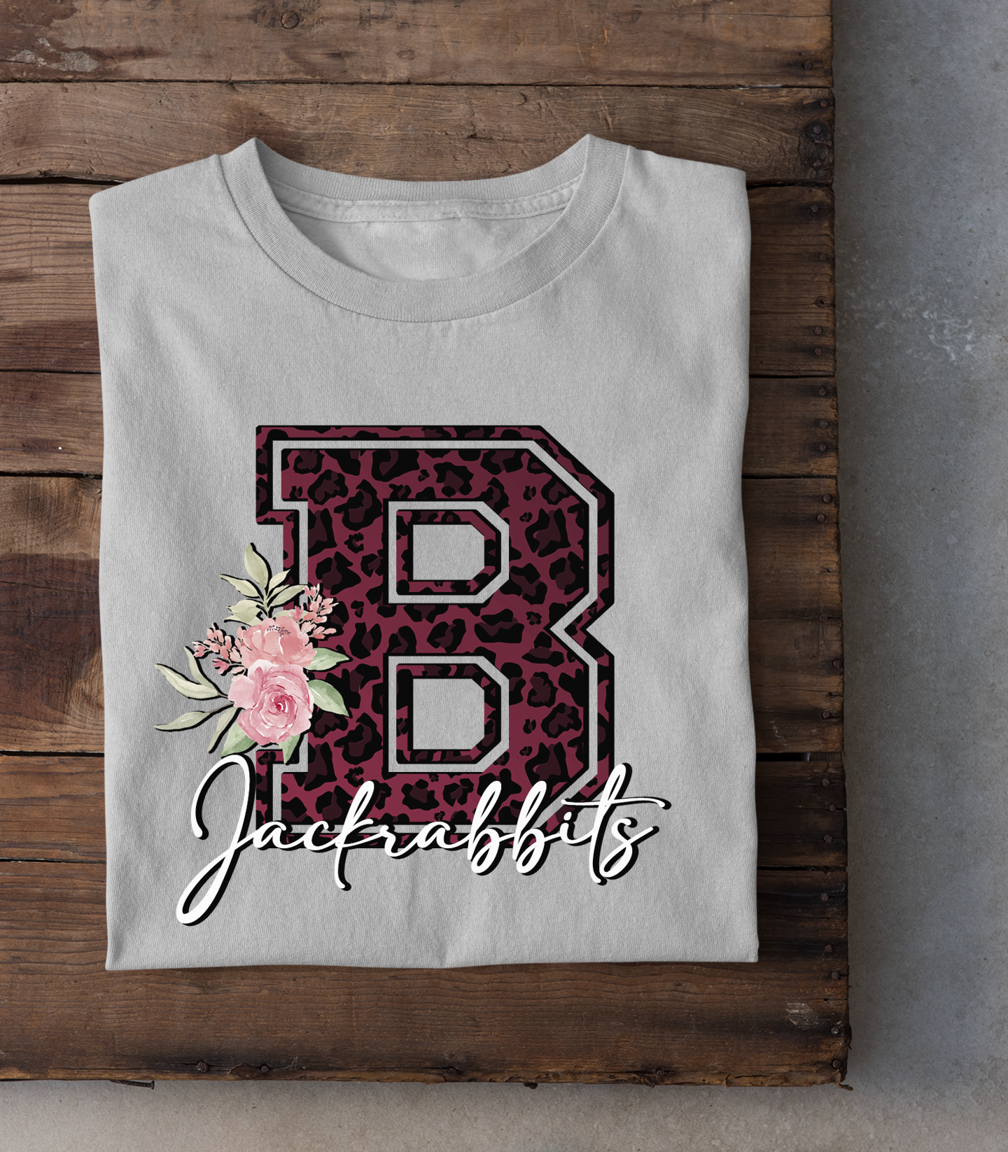 Bowie Jackrabbits Floral Cheetah Print T-Shirt