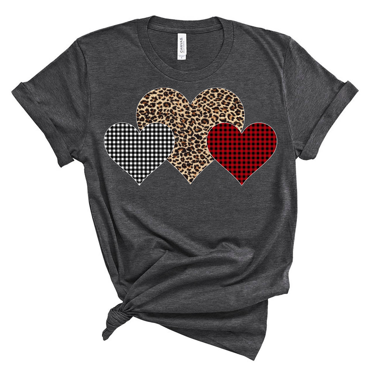 Leopard & Plaid Hearts Shirt