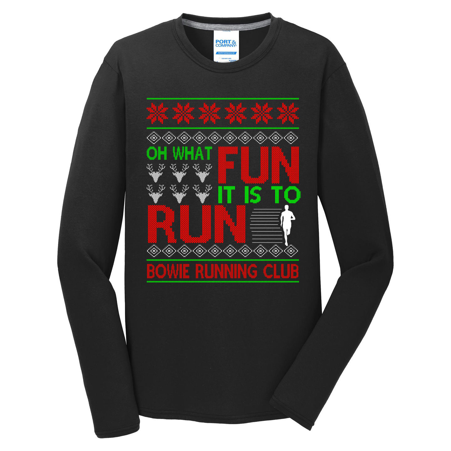 Bowie Running Club Christmas Shirt (Front & Back Print)
