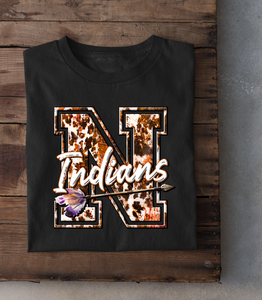 Nocona Indians Rustic Cow Print & Arrow T-Shirt